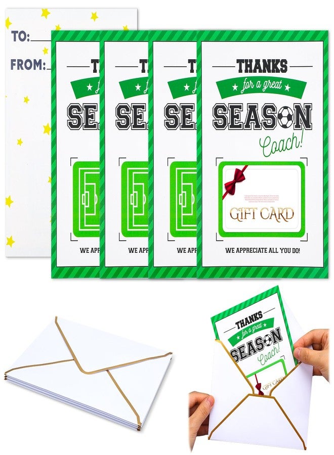 GlikCeil 4 Sets Thank You Coach Gift Card Holders with Envelope Coaches Thanksgiving Appreciation Gifts for Men Women Soccer Season Team Basketball Coach Retirement Birthday Gifts - Image 1